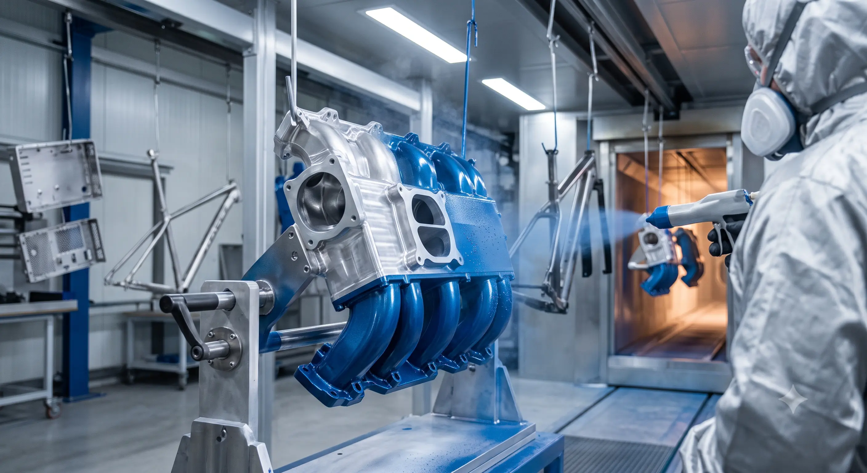 Powder coating services for industrial metal components